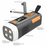 LR-7D Solar Hand Crank Radio DAB FM Bluetooth-compatible Color LCD 4500mAh Power Bank 4W LED Flashlight for Outdoor Camping