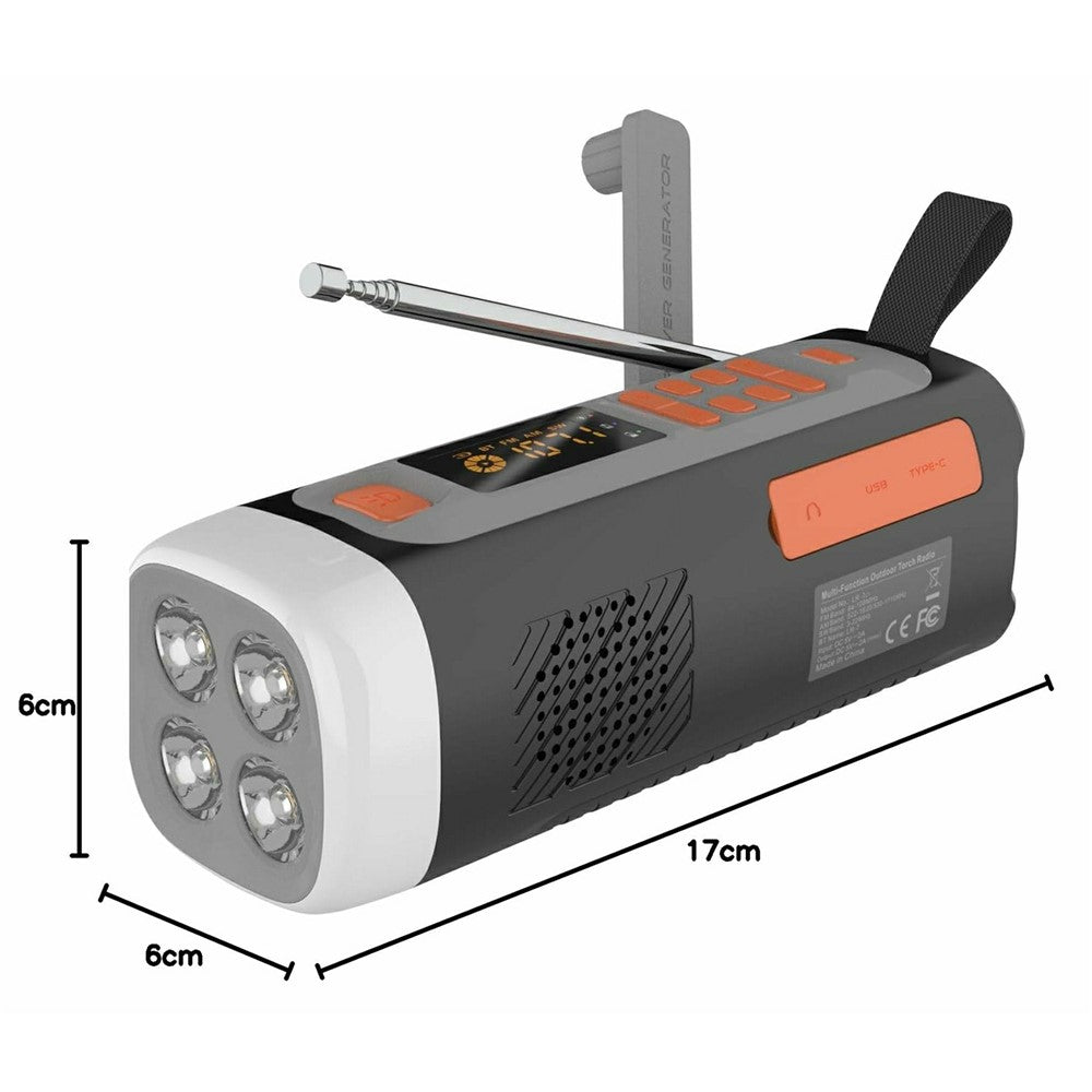 LR-7D Solar Hand Crank Radio DAB FM Bluetooth-compatible Color LCD 4500mAh Power Bank 4W LED Flashlight for Outdoor Camping