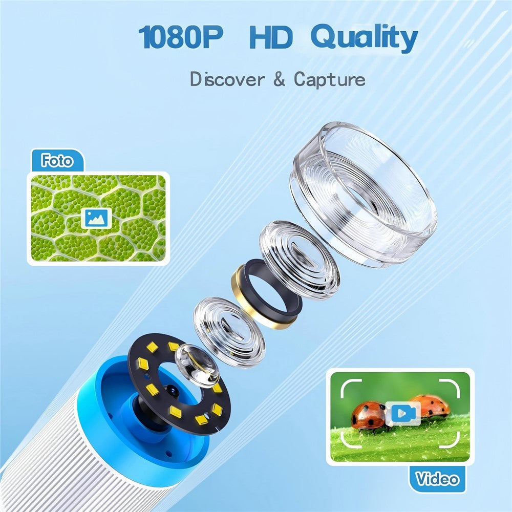 KM28 4.3 Inch Digital Microscope 1000X Magnification 1080P Video Recording 9-LED Light for Kids Science Exploration