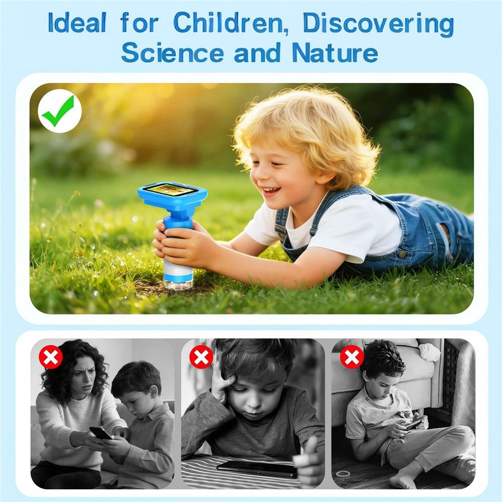 KM28 4.3 Inch Digital Microscope 1000X Magnification 1080P Video Recording 9-LED Light for Kids Science Exploration