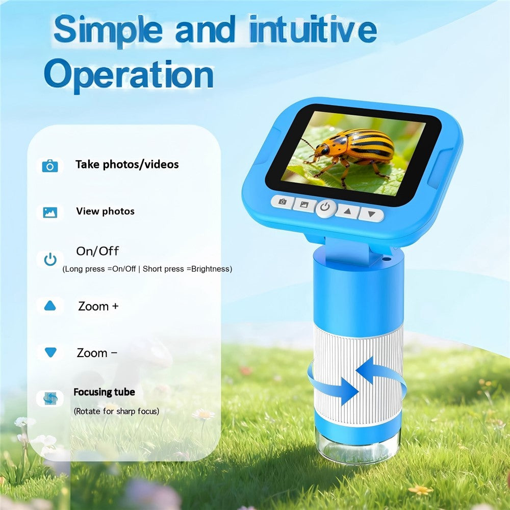 KM18 Digital Microscope 1000X Magnification 2.4 inch IPS Screen 1080P Video Recorder for Kids Science Exploration
