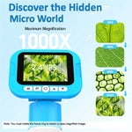 KM18 Digital Microscope 1000X Magnification 2.4 inch IPS Screen 1080P Video Recorder for Kids Science Exploration