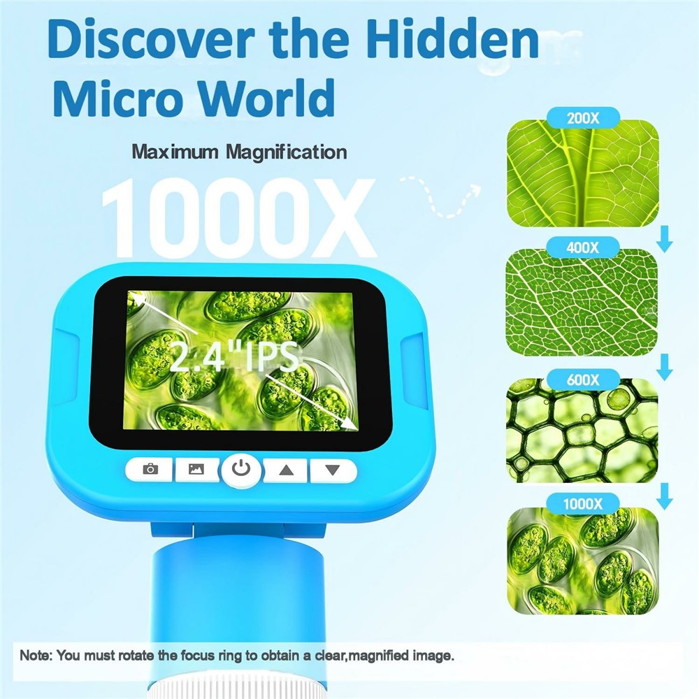 KM18 Digital Microscope 1000X Magnification 2.4 inch IPS Screen 1080P Video Recorder for Kids Science Exploration