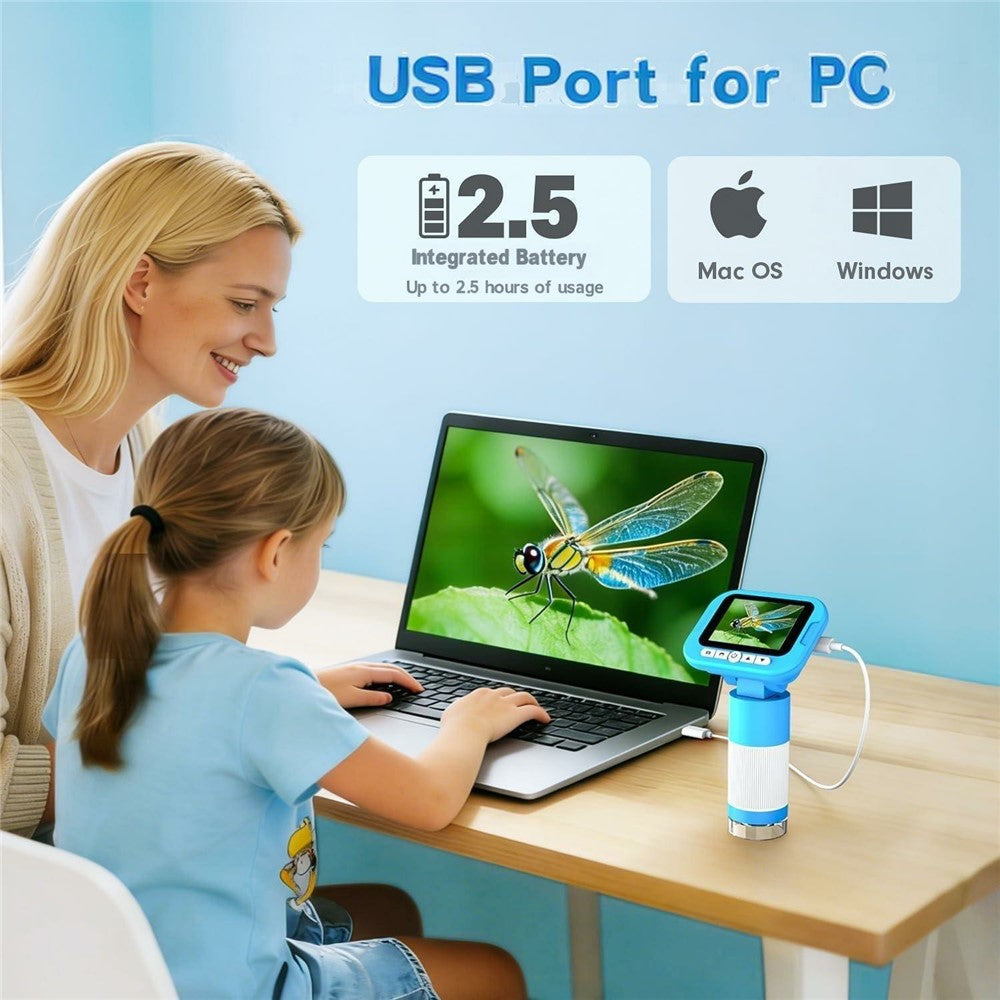 KM18 Digital Microscope 1000X Magnification 2.4 inch IPS Screen 1080P Video Recorder for Kids Science Exploration