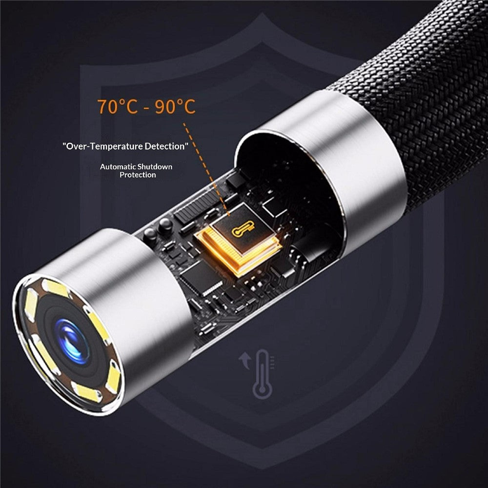 Z02 Borescope with 1m Cable 6.5mm Single Lens Industrial Endoscope 5 Inch HD 1080P 360 Degree Bidirectional Rotation for Pipe Inspection