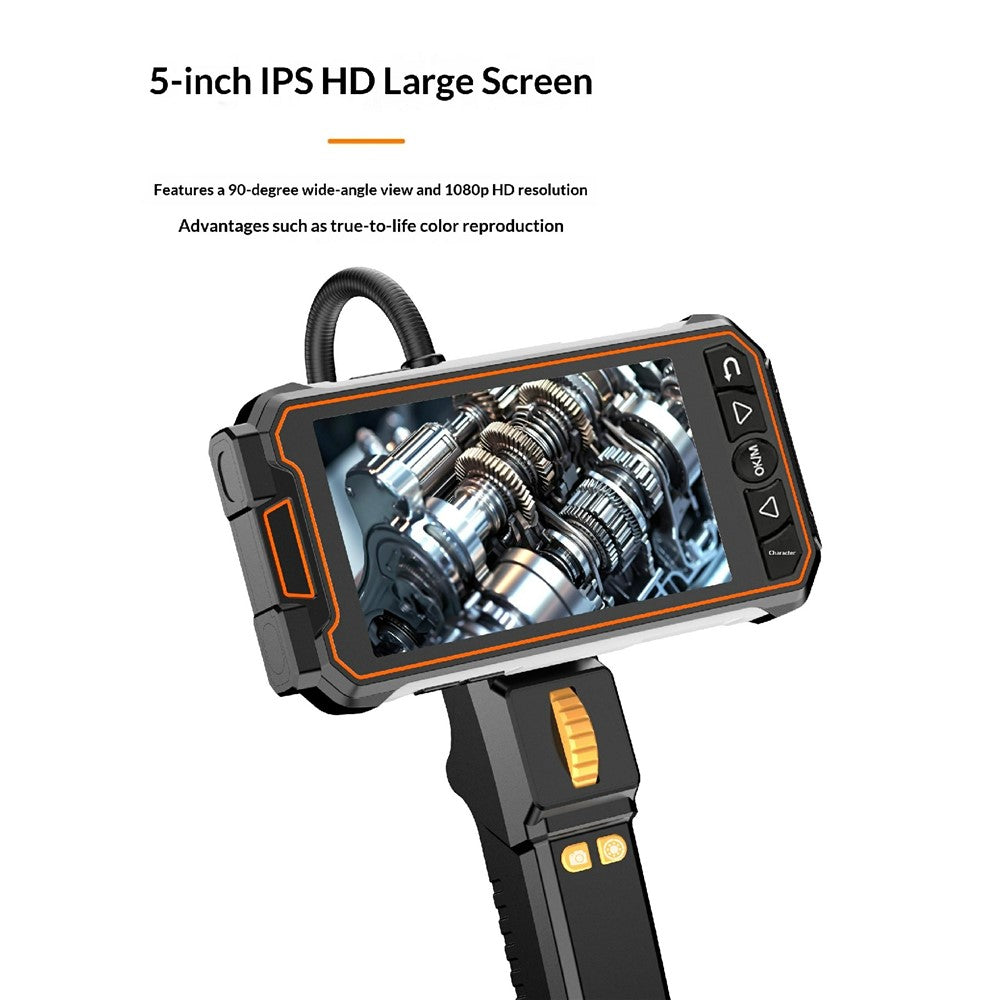 Z02 Borescope with 1m Cable 6.5mm Single Lens Industrial Endoscope 5 Inch HD 1080P 360 Degree Bidirectional Rotation for Pipe Inspection