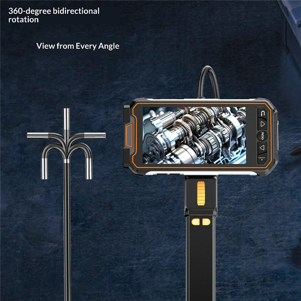 Z02 Borescope with 1m Cable 6.5mm Single Lens Industrial Endoscope 5 Inch HD 1080P 360 Degree Bidirectional Rotation for Pipe Inspection