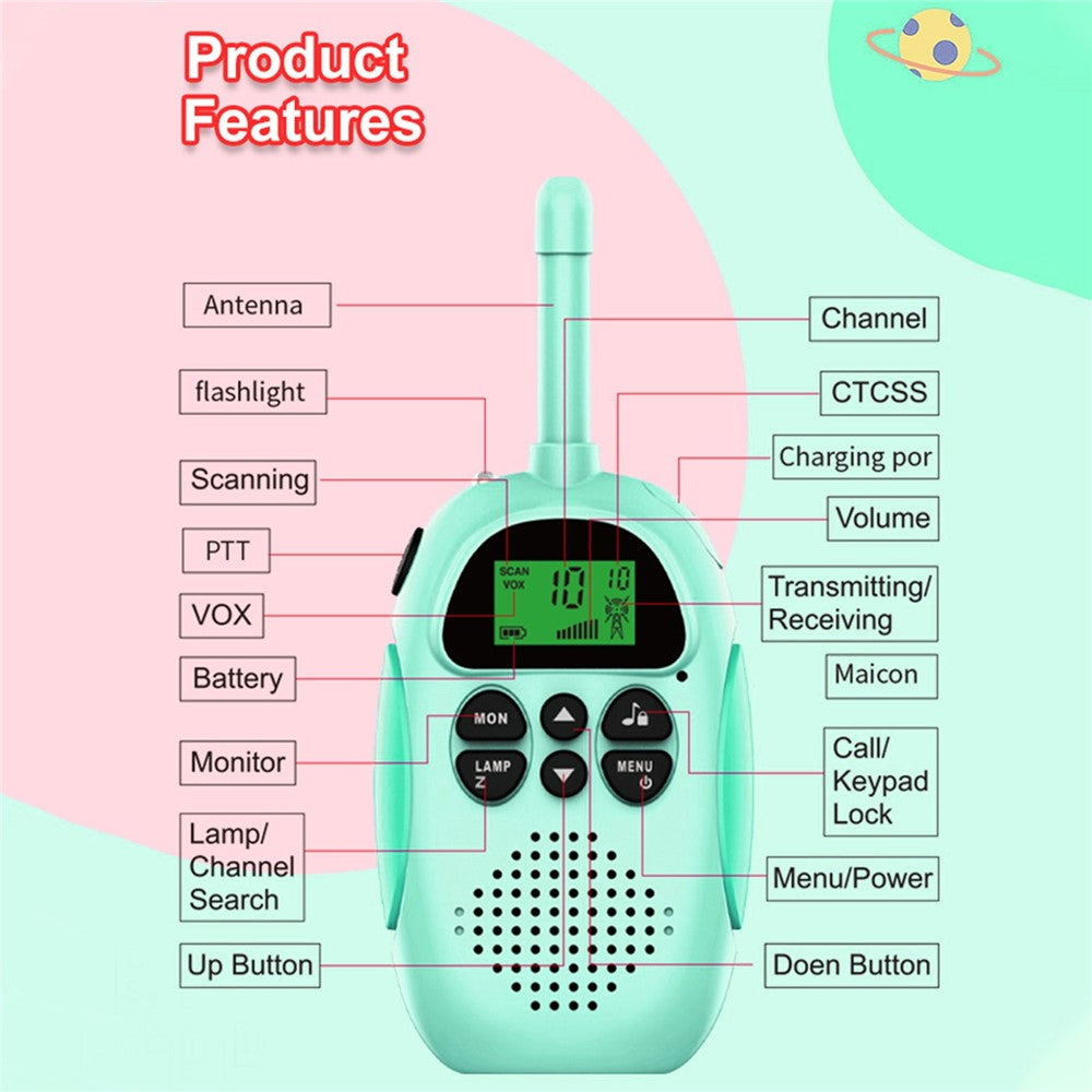 D01 Smart trådløs 3 km langdistance walkie-talkie stemmeintercom interaktivt legetøj til forældre og børn