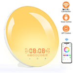 SH-01S WiFi Smart APP Vækkeur med vækkelys, stemmestyring, multifunktionelt søvnlys, farverigt natlys, understøtter Alexa / Google Home