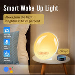 SH-01S WiFi Smart APP Vækkeur med vækkelys, stemmestyring, multifunktionelt søvnlys, farverigt natlys, understøtter Alexa / Google Home