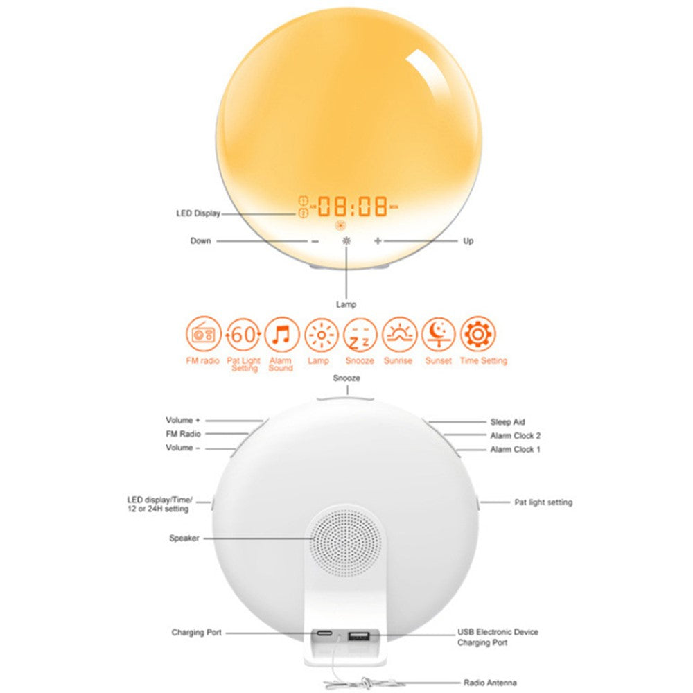 SH-01S WiFi Smart APP Vækkeur med vækkelys, stemmestyring, multifunktionelt søvnlys, farverigt natlys, understøtter Alexa / Google Home