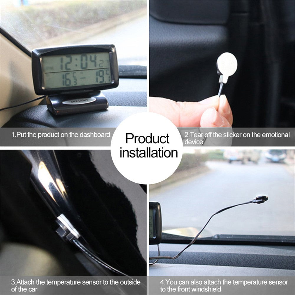SH-350 Car Thermometer Digital Alarm Clock Auto Vehicles Temperature Gauge with Backlight Car Accessories