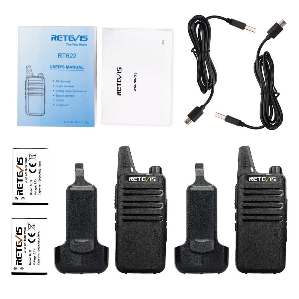 RETEVIS RT622 1 par mini-tvåvägs licensfria PMR-radioer walkie-talkies (för europeisk frekvens)