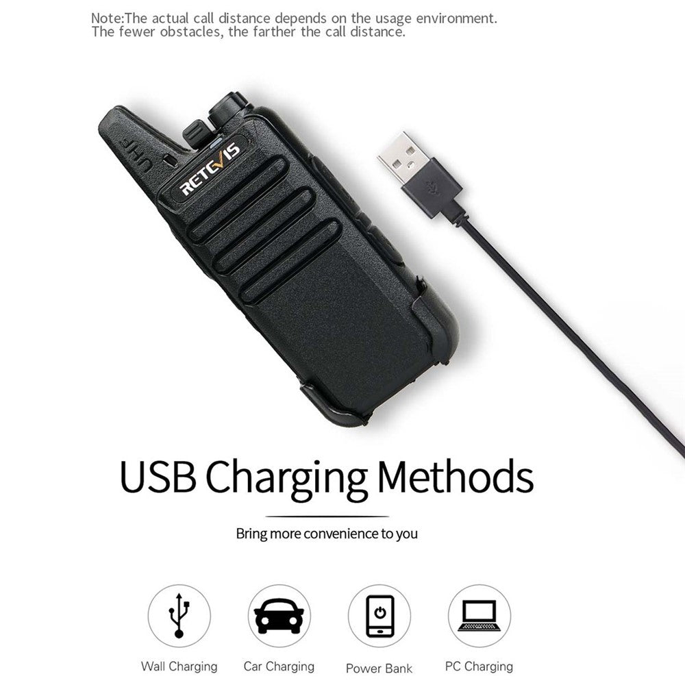 RETEVIS RT622 1 par mini-tvåvägs licensfria PMR-radioer walkie-talkies (för europeisk frekvens)