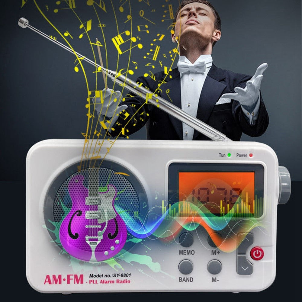 SY-8801 Portable Retro AM FM Radio HD LCD Screen HiFi Sound Loud Speaker Short Wave Radio