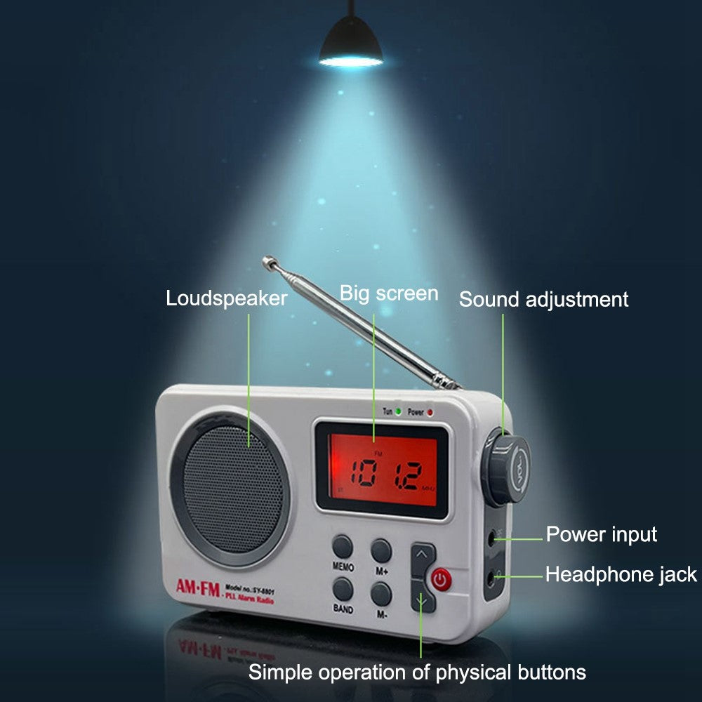 SY-8801 Portable Retro AM FM Radio HD LCD Screen HiFi Sound Loud Speaker Short Wave Radio