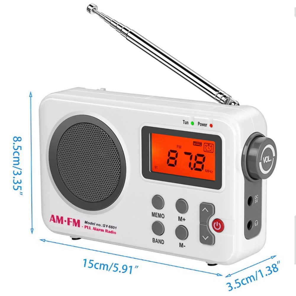 SY-8801 Portable Retro AM FM Radio HD LCD Screen HiFi Sound Loud Speaker Short Wave Radio