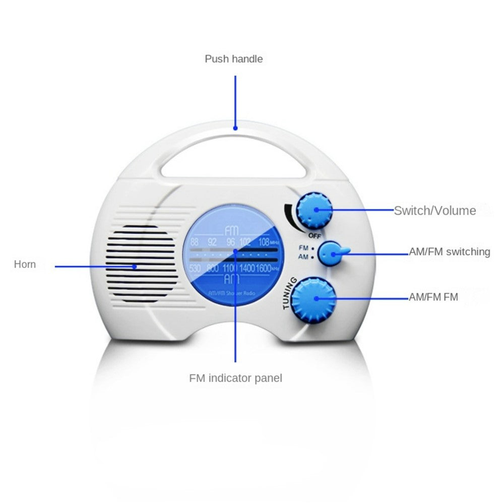 SY-910 Portable IPX4 Waterproof FM AM Radio Shower Hanging Radio Bathroom Splash-proof Speaker