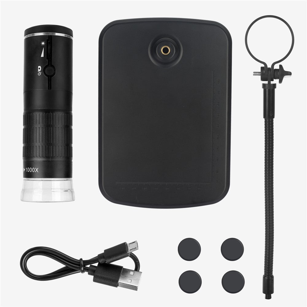 F210 WiFi Portable Digital Microscope 50-1000X Magnification Mini Wireless Microscope with Holder / Base for Beauty Therapy, Circuit Soldering