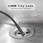 P50 5.5mm Dual Lens Industrial Endoscope IP68 Waterproof 4.5 Inch IPS Inspection Camera with LED Light and 5m Rigid Cable