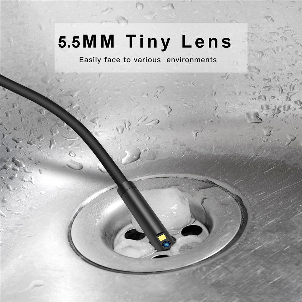 P50 5.5mm Dual Lens Industrial Endoscope IP68 Waterproof 4.5 Inch IPS Inspection Camera with LED Light and 5m Rigid Cable