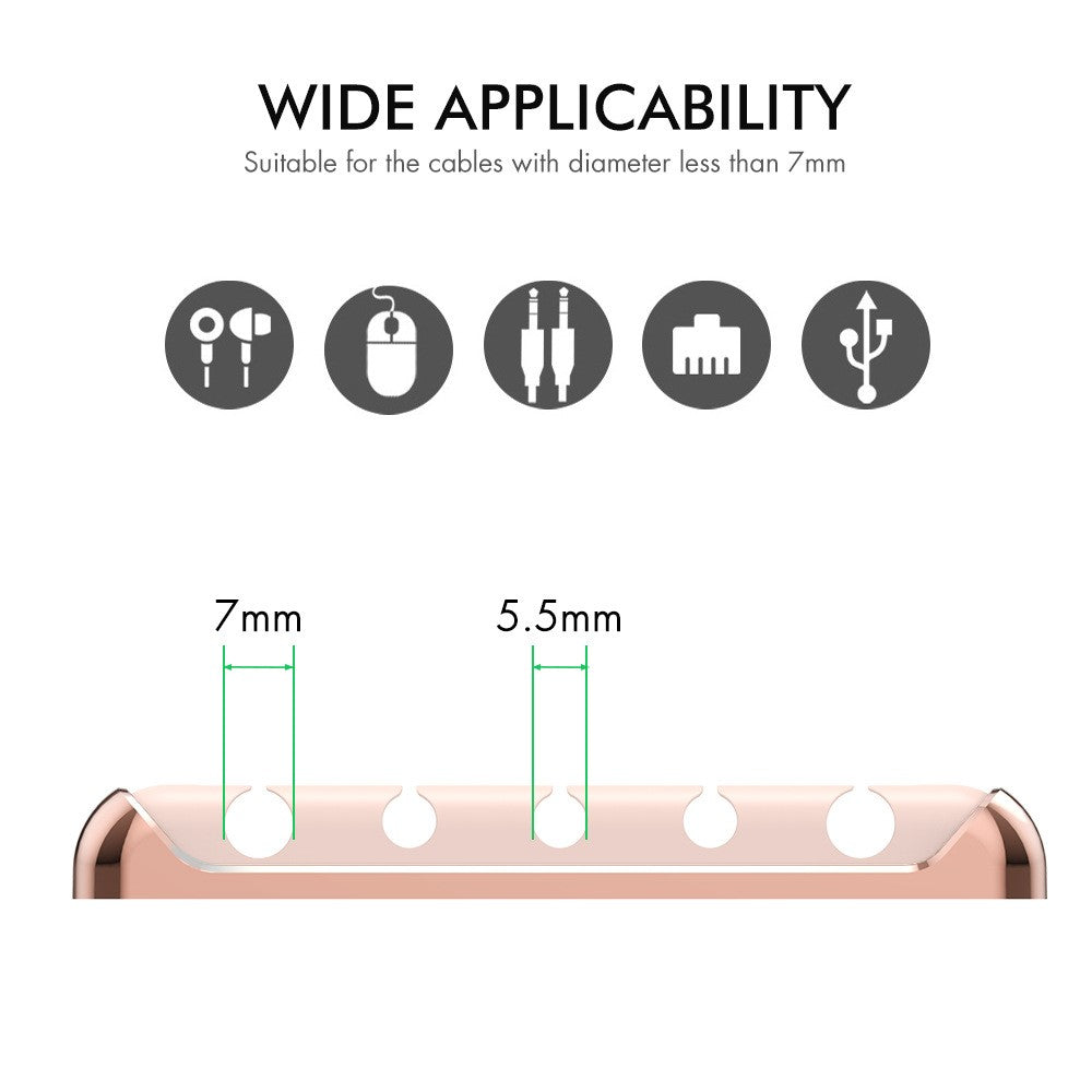 AHASTYLE PT125 Aluminum Alloy + Silicone Cord Organizer Home Office Desk 5-Slot Charging Cable Holder