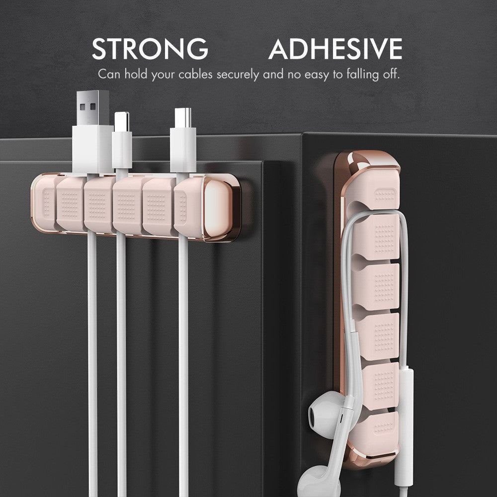 AHASTYLE PT125 Aluminum Alloy + Silicone Cord Organizer Home Office Desk 5-Slot Charging Cable Holder