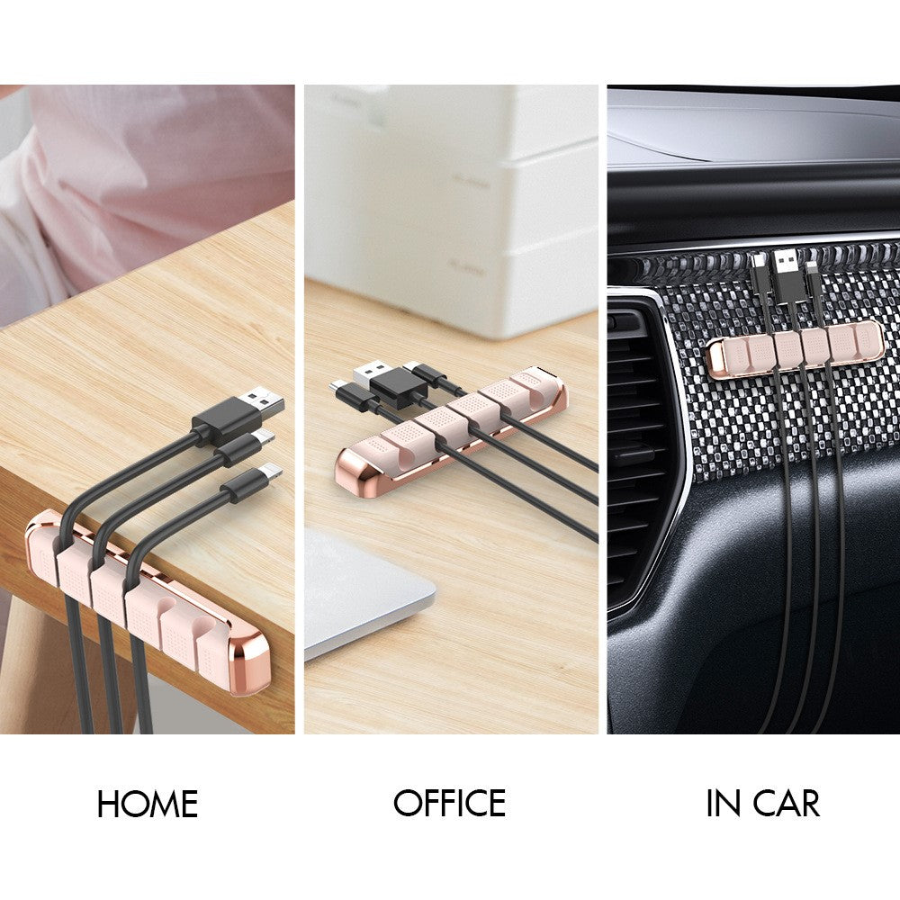 AHASTYLE PT125 Aluminum Alloy + Silicone Cord Organizer Home Office Desk 5-Slot Charging Cable Holder