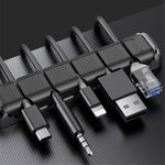 AHASTYLE PT125 Aluminum Alloy + Silicone Cord Organizer Home Office Desk 5-Slot Charging Cable Holder