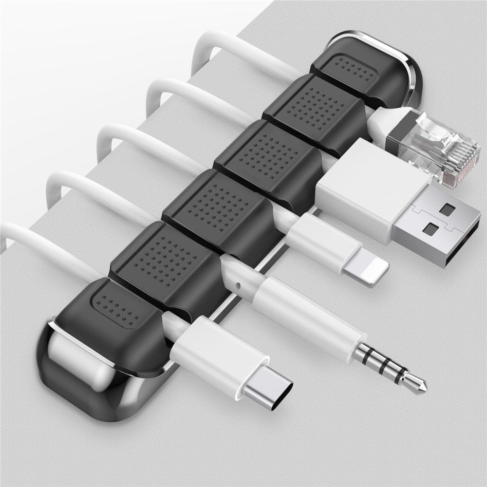 AHASTYLE PT125 Aluminum Alloy + Silicone Cord Organizer Home Office Desk 5-Slot Charging Cable Holder