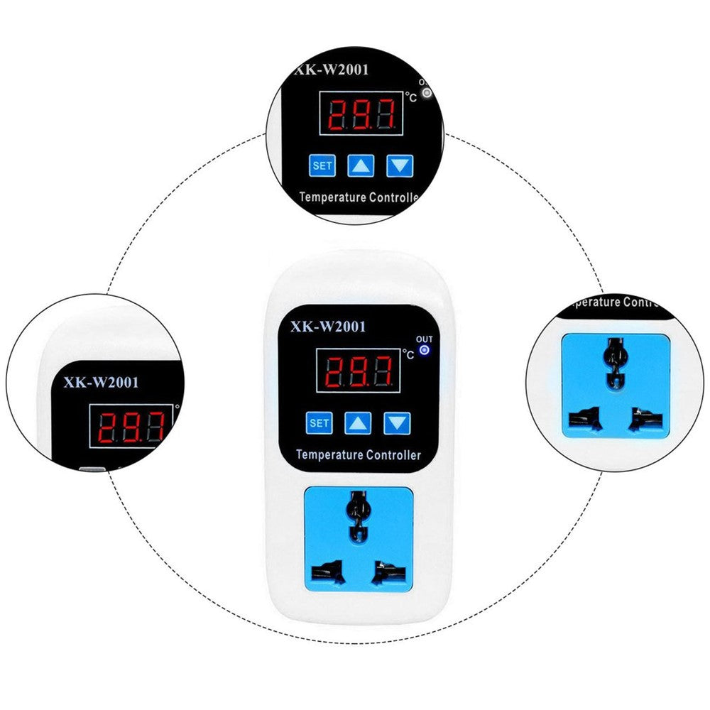 SMY-W2001 Temperature Controller Intelligent Digital Display Adjustable Temperature Socket with 1m Waterproof Probe
