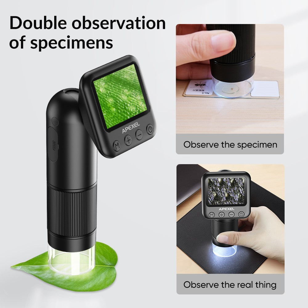 APEXEL MS008 Handheld Portable Digital Microscope Electronic Magnifier Camera with HD 2-Inch Screen