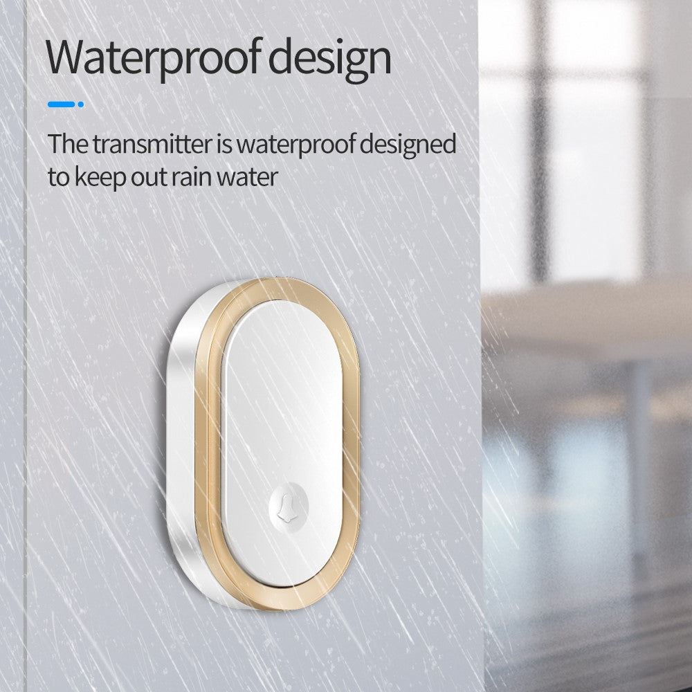 CACAZI A99 Waterproof Door Bell Wireless Doorbell Home, 1 Receiver and 2 Transmitters (without Battery) , EU Plug