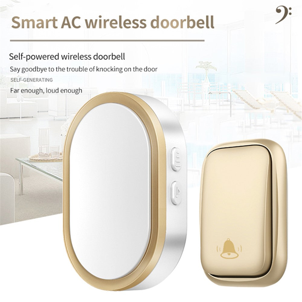 CACAZI FA99 Wireless Self-generating Press Doorbell Home Remote Door Bell, 1 Receiver and 1 Transmitter