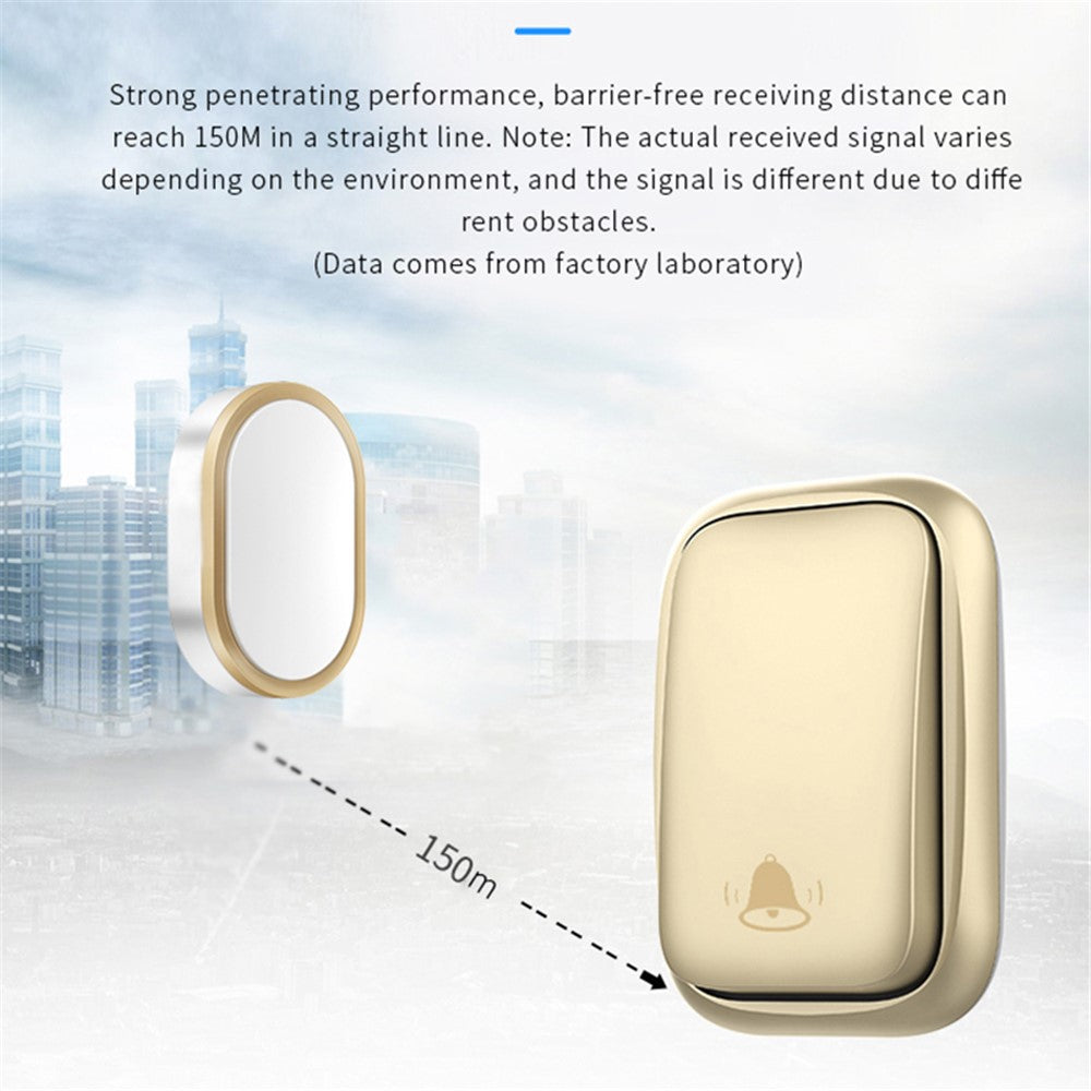 CACAZI FA99 Wireless Self-generating Press Doorbell Home Remote Door Bell, 1 Receiver and 1 Transmitter