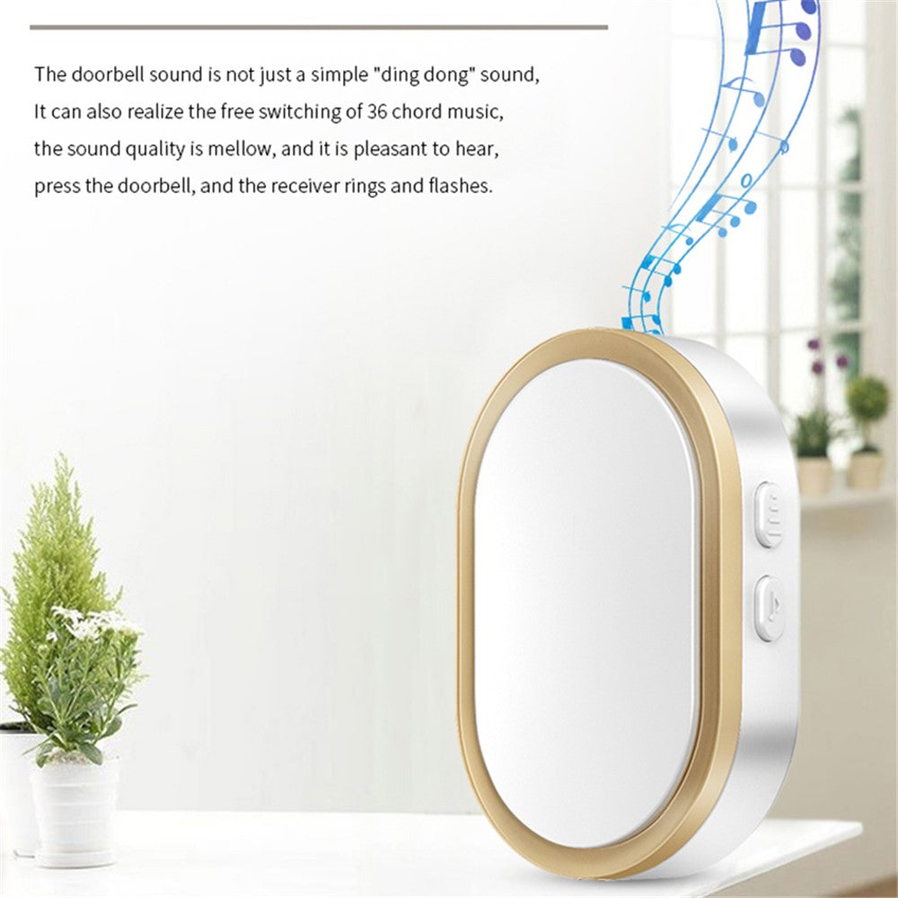 CACAZI FA99 Wireless Self-generating Press Doorbell Home Remote Door Bell, 1 Receiver and 1 Transmitter