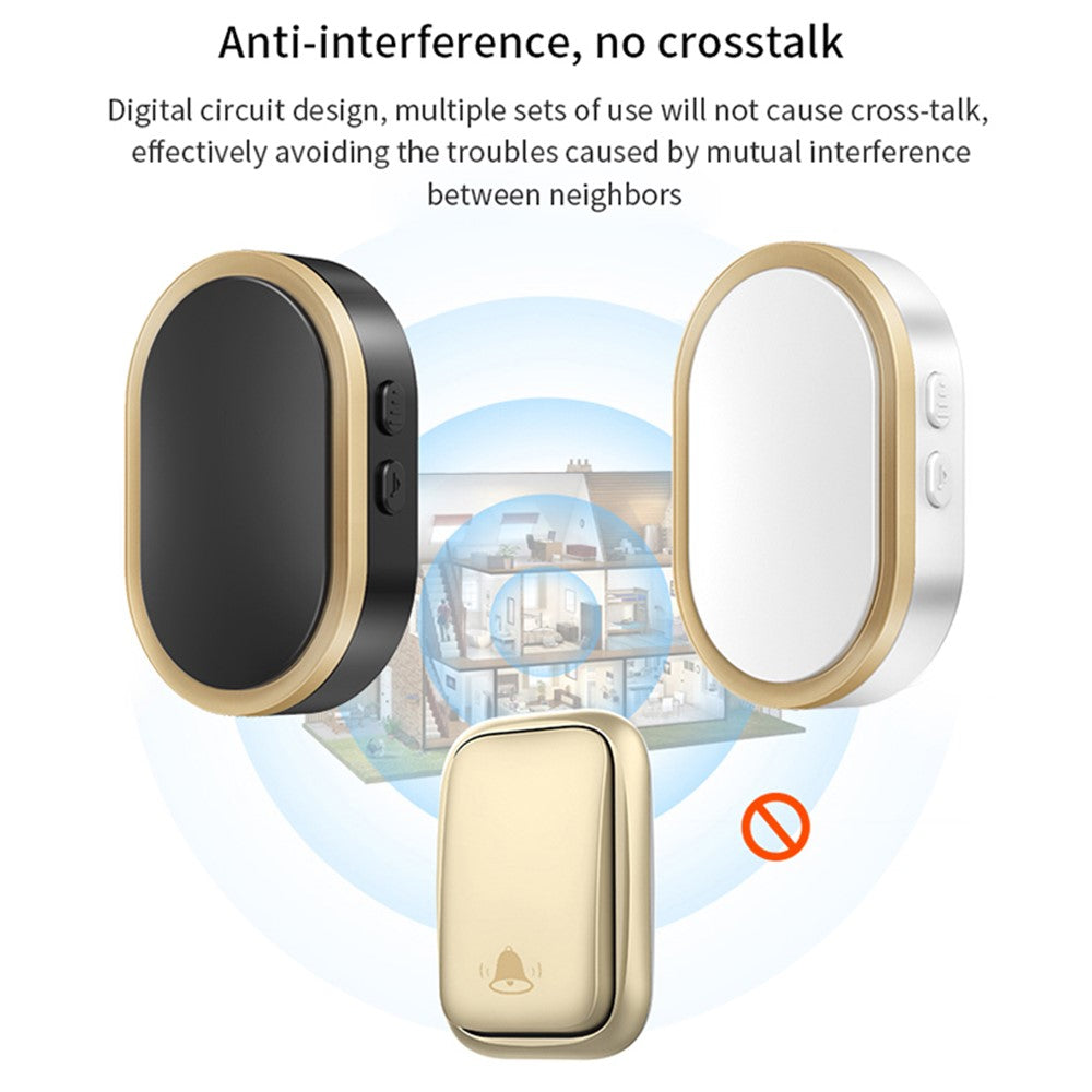 CACAZI FA99 Wireless Self-generating Press Doorbell Home Remote Door Bell, 1 Receiver and 1 Transmitter