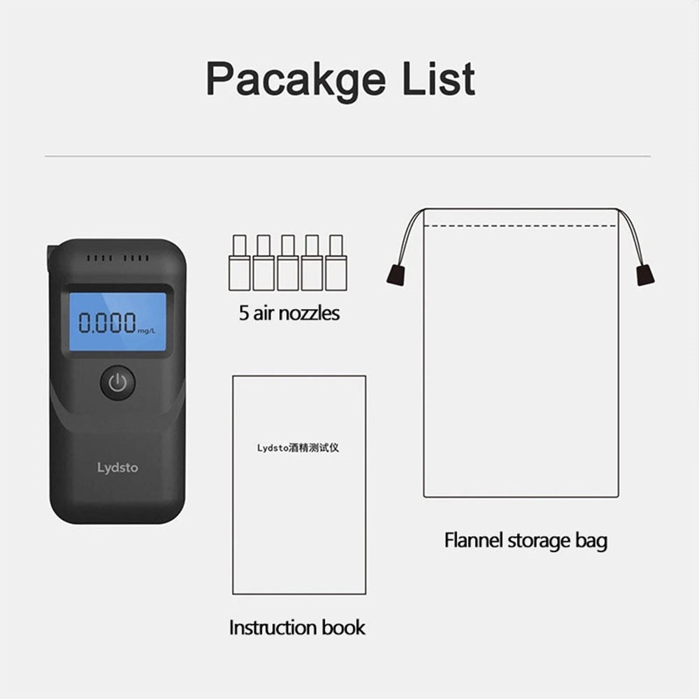 XIAOMIYOUPIN LYDSTO Alcohol Tester High Sensitivity Sensor Alcohol Tester Analyzer with HD Digital Display (Chinese Version)
