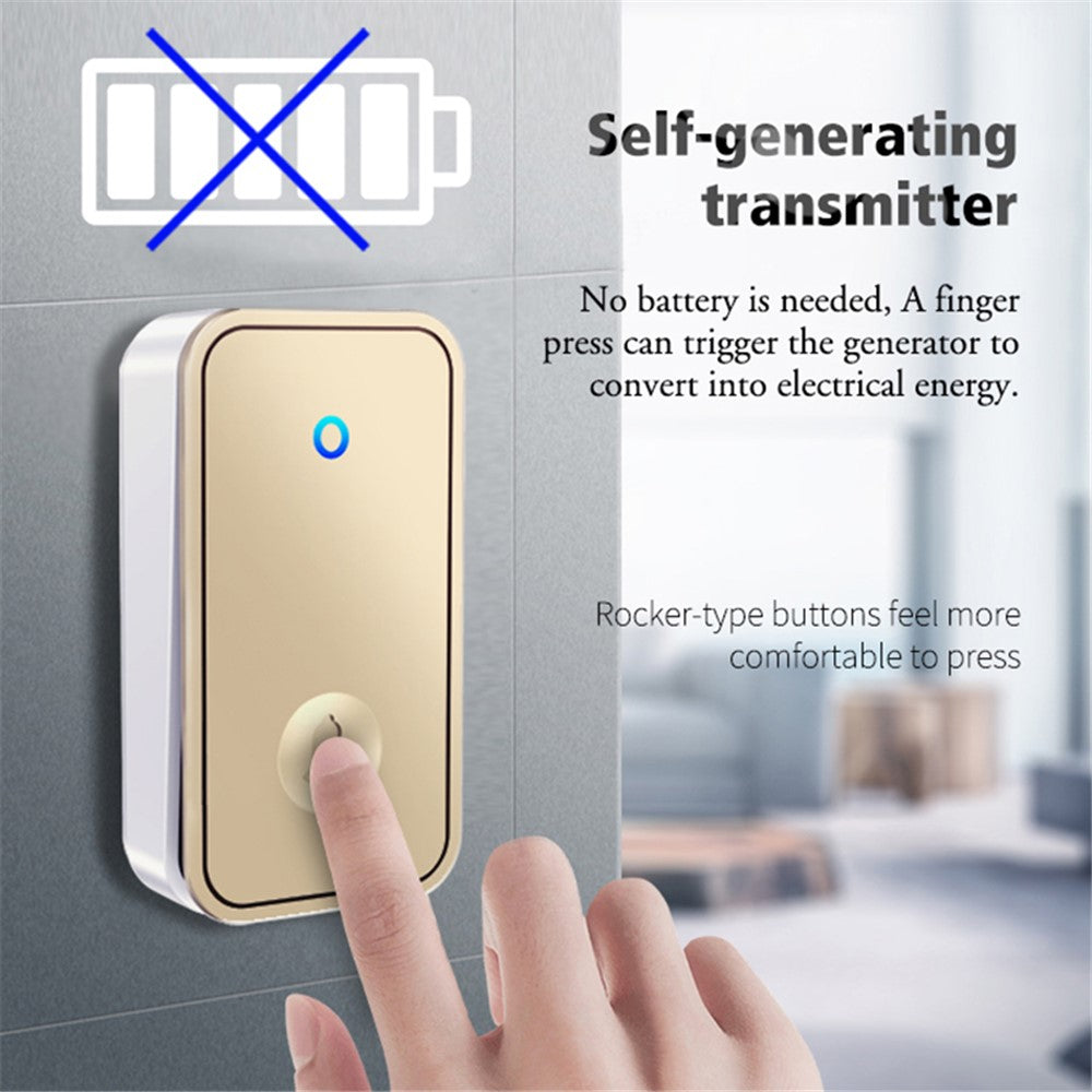 CACAZI FA96 60 klokketone selvforsynende trådløs dørklokke smart alarmsystem til hjemmet, 1 sender + 2 modtagere