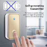 CACAZI FA96 batterifri trådløs dørklokke uden batteri krævet ringklokke, 1 sender + 1 modtager