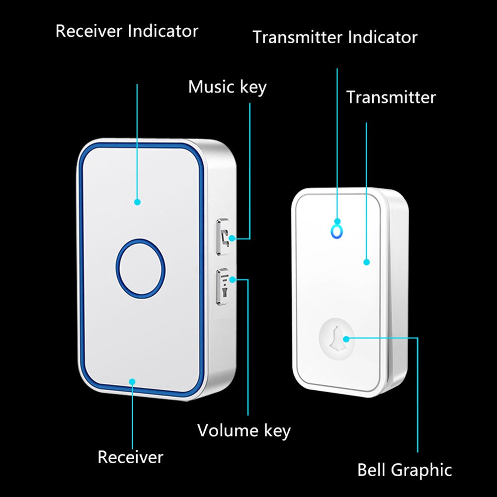 CACAZI FA78 Self-Generating Wireless Doorbell for Home Transmitter + Receiver Smart Doorbell