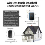 CACAZI FA78 Self-Generating Wireless Doorbell for Home Transmitter + Receiver Smart Doorbell