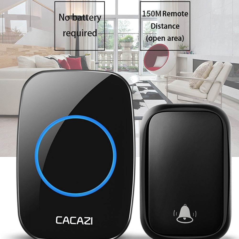 CACAZI FA58 60 melodier larm trådlös dörrklocka kit hem dörrklocka med 1 mottagare och 2 sändare