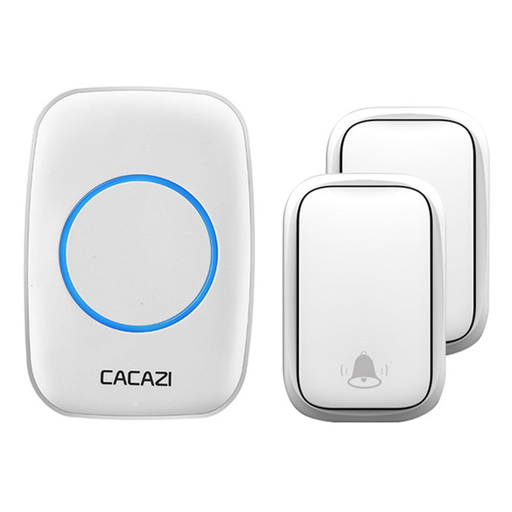 CACAZI FA58 60 melodier larm trådlös dörrklocka kit hem dörrklocka med 1 mottagare och 2 sändare