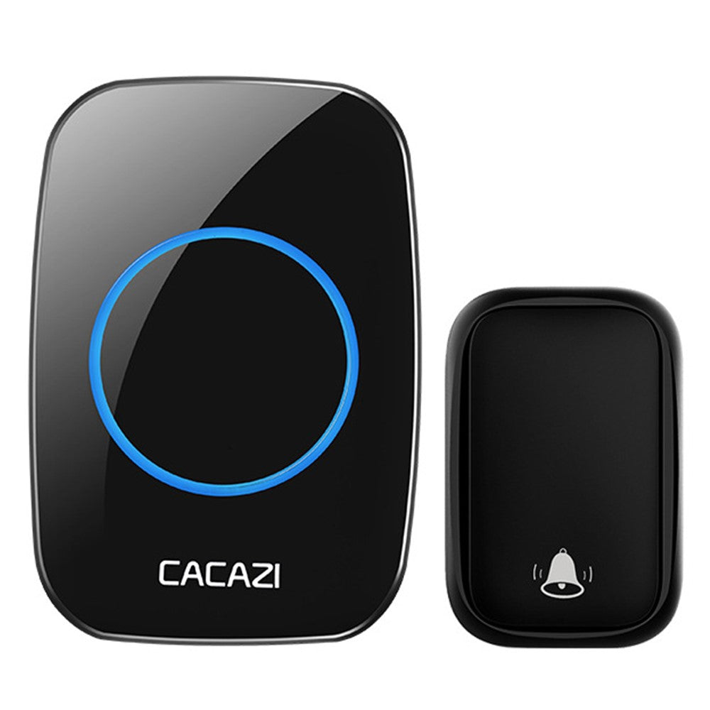 CACAZI FA58 Vattentät Trådlös Dörrklocka med 5 Volymnivåer, Mini Dörrklocka, Dörrklocka, Kit med 1 Sändare + 1 Mottagare