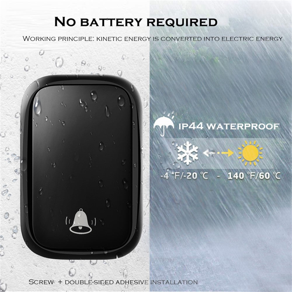 CACAZI FA58 trådløs dørklokke til hjemmet, vandtæt LED-dørklokke, sæt med 1 sender + 2 modtagere