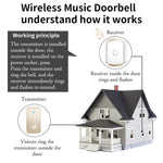 CACAZI FA50 Smart Wireless Doorbell Set Transmitter + 2 Receiver Self-Powered Doorbell for Home