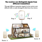 CACAZI FA50 Smart Wireless Doorbell Set Transmitter + 2 Receiver Self-Powered Doorbell for Home