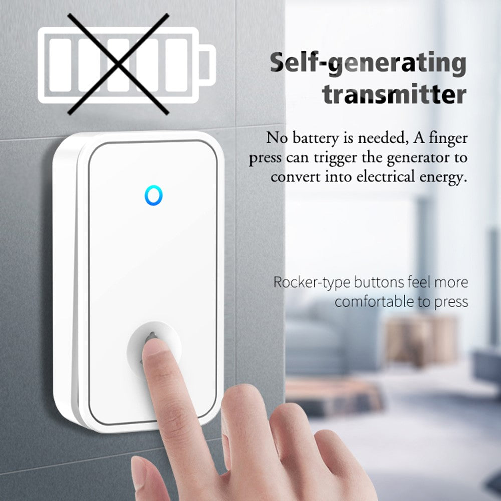 CACAZI FA78 Self-Generating Wireless Doorbells Set with 2 Transmitter / Receiver Smart Home Doorbell