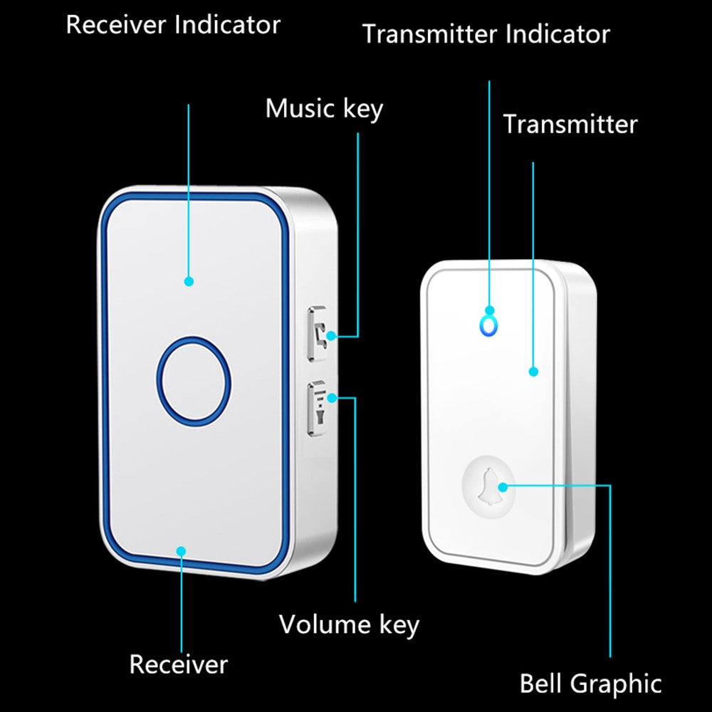 CACAZI FA78 Self-Generating Wireless Doorbells Set with 2 Transmitter / Receiver Smart Home Doorbell